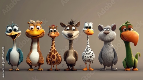 Row of cartoon animals (2)