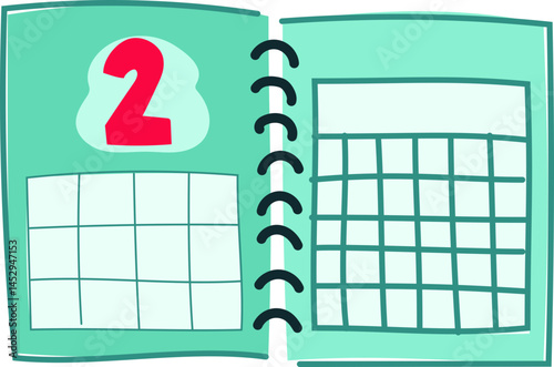 Open Notebook Calendar Showing February 2