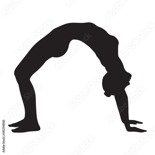 Bridge Pose Woman Silhouette Strength and Flexibility in Motion, White background