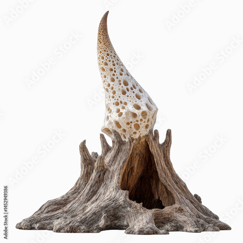 Surreal Organic Sculpture  Whimsical Fungus on Ancient Wood