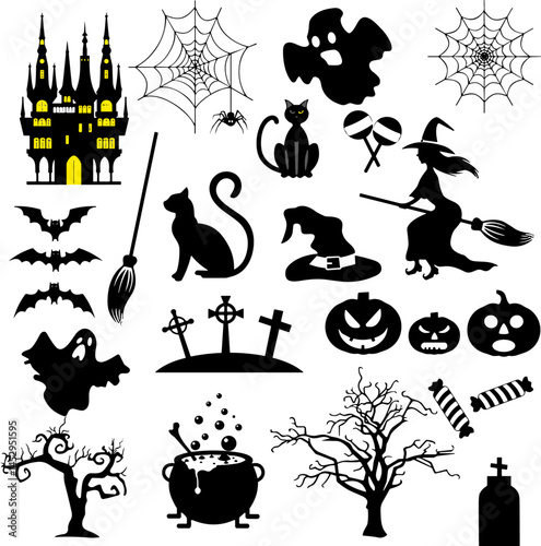  Halloween Silhouettes and Icons Collection