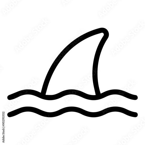 Shark fin emerging from water, danger on the beach  
