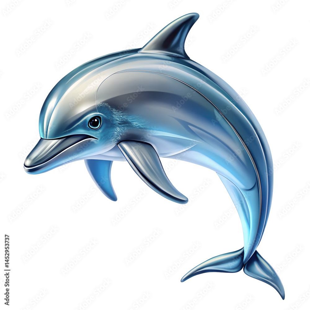 Fototapeta premium Glassy Dolphin Illustration White Background