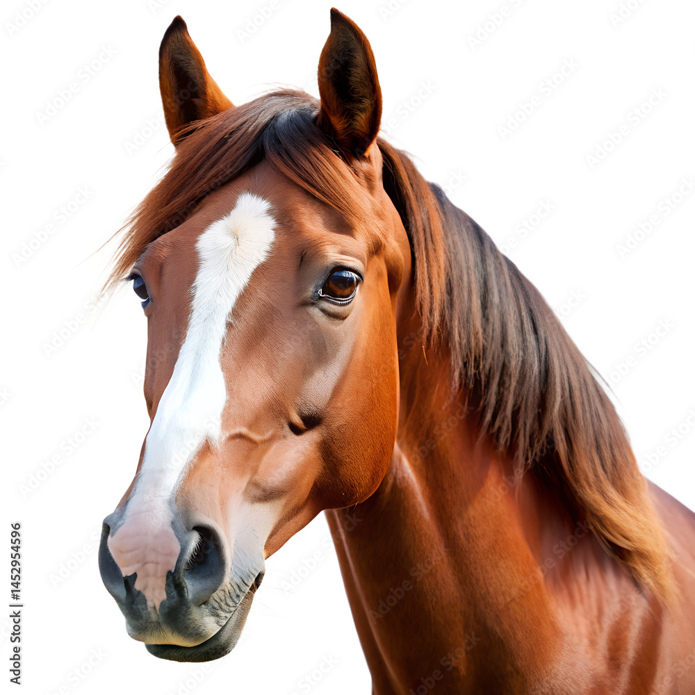 Obraz premium Horse Head Close Up White Background