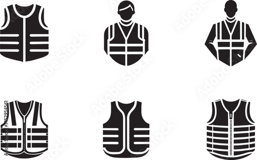 set of Safety vest icon, construction high-visibility clothing 