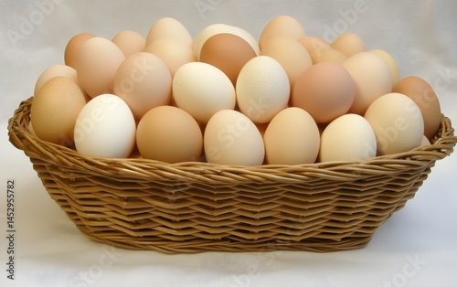 Wallpaper Mural Farm Fresh Eggs in Wicker Basket: Rustic Countryside Still Life Torontodigital.ca