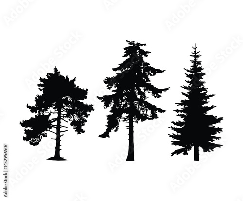 Minimal Juniper Tree Silhouette Isolated EPS Template