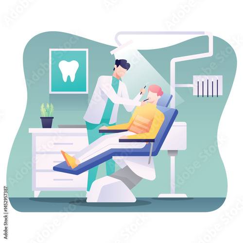 Dentist examining a patient in a dental clinic