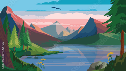 Gradient mountain landscape