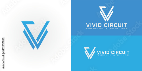 The logo features interconnected lines forming the VC initials, representing innovative virtual solutions for technology and software businesses. The dynamic design suggests a forward-thinking