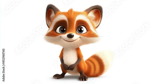 Cute cartoon fox, joyful expression