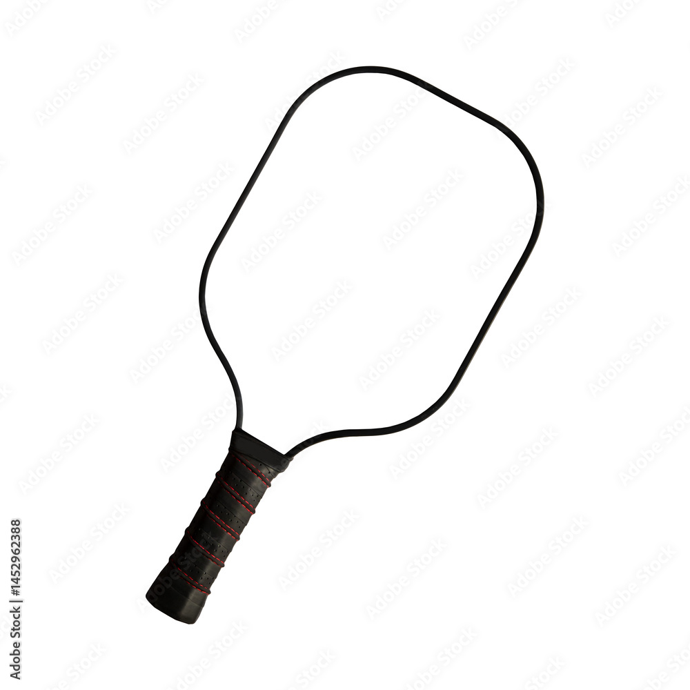 Close-up of modern pickleball paddle on transparent background