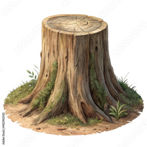 tree stump isolated on white