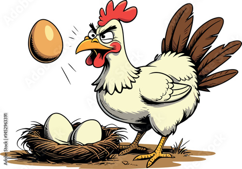 Angry Chicken Protecting Eggs
