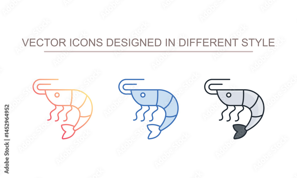 Fototapeta premium Shrimp icon design with white background stock illustration