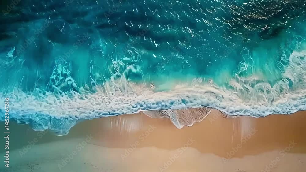 Video wave rolling onto the coast blue water
