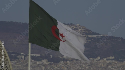 flag of algeria on the wind