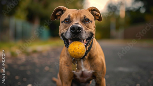 dog play ball