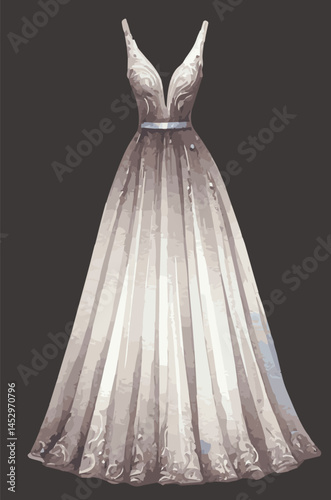 A watercolor vector illustration a white formal dress