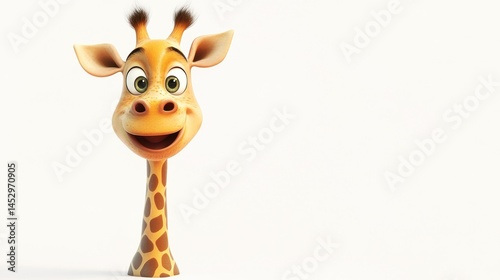 Cartoon giraffe head, happy expression photo