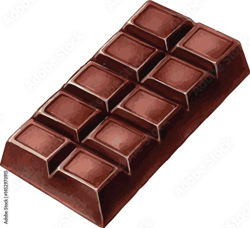 Watercolor illustration of a sweet dark chocolate
