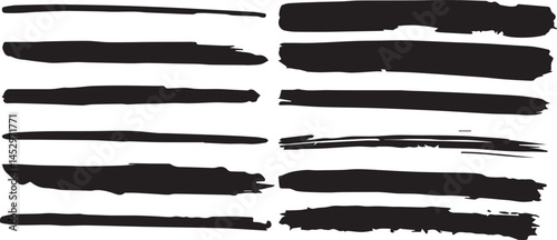 Vector collection of 16 different waterbrush silhouettes strokes