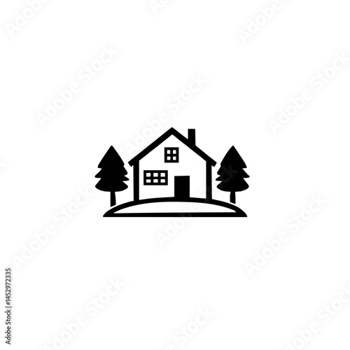 Modern minimalistic simple line home service icon logo design illustration showcasing clean vector graphics and innovative simplicity on a pristine white background