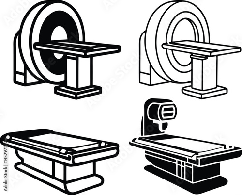 A x ray Machine Art Silhouette Vector ,set of furniture icons