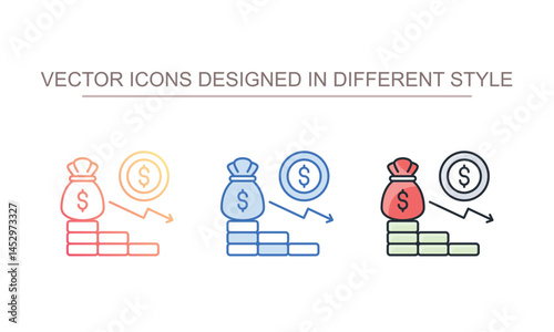 Recession icon design with white background stock illustration