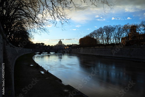 Along the Tiber River at Sunset