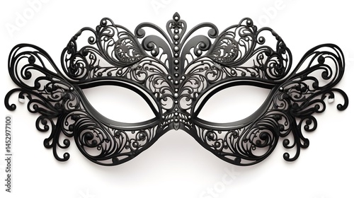 Elegant Carnival Mask: Black Ornate Lace Masquerade Costume for Mysterious Events and Parties