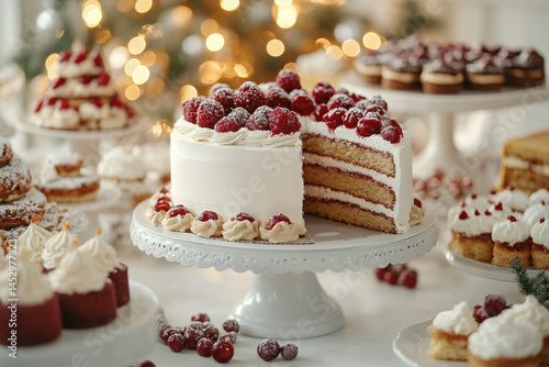 Wallpaper Mural beautifully arranged festive table featuring classic cakes and desserts showcasing variety of flavors and Torontodigital.ca
