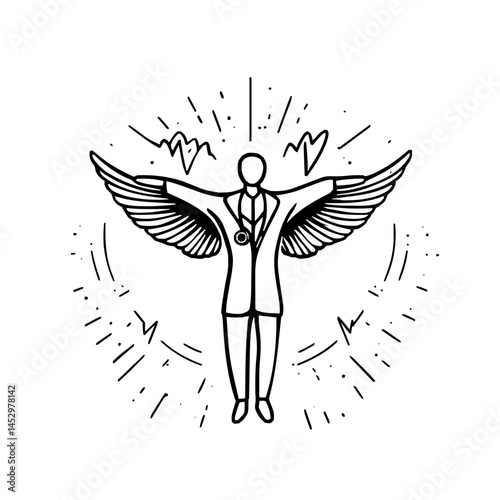 Artistic Dynamic Medical Emblem Incorporating Caduceus and Heartbeat Elements that Symbolize Compassionate Healthcare and Innovative Medical Solutions