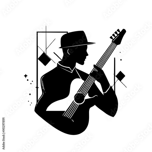 Dynamic Emblemic Musician Logo Featuring Retro-Futuristic Digital Aesthetics and Symbolic Typography for Impactful Branding