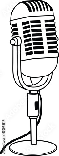 Vintage mic Logo Art Silhouette Vector ,retro microphone vector illustration