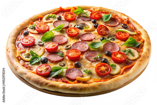 Realistic pizza image in PNG with no background ready for advertising layouts food-themed promotions and social media visuals milkyhexddway pizzas for creating advertising