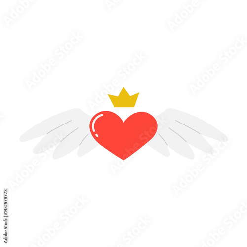 Winged Heart with Crown Illustration
