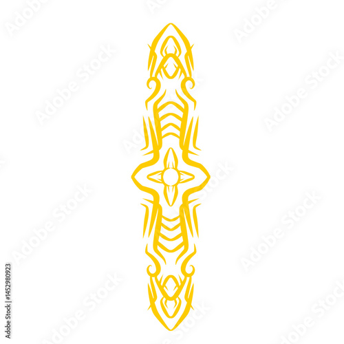 Geometric abstraction: Ornamental golden motif on a stark black background