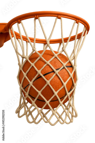 Basketball Dropping Into Hoop During a Game at an Outdoor Court in Summer
