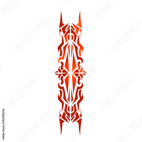 Abstract symmetrical fiery totem design with intricate details and dynamic energy
