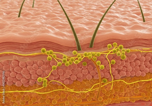 Skin layers with fungal infection view