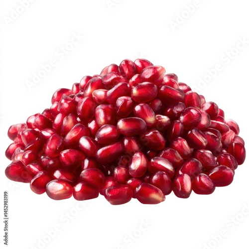 Pile of pomegranate seeds isolated on white background