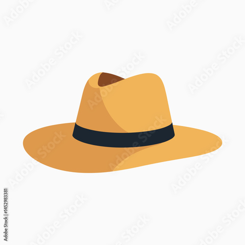 yellow fedora hat with blue band  fashion accessory illustration