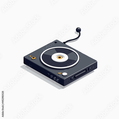 modern dj turntable with record player, black and silver, highquality sound equipment