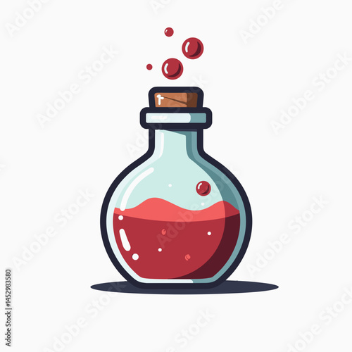 vibrant red potion in glass bottle with drops