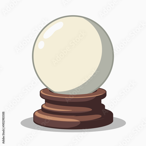 cartoon illustration of crystal ball on wooden base