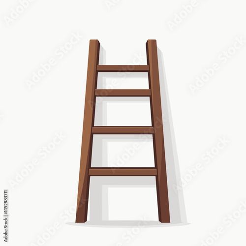 brown wooden ladder with white wall background