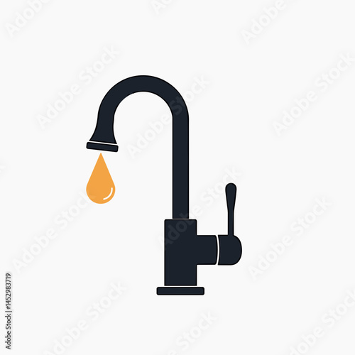 modern sink faucet with oil drop illustration