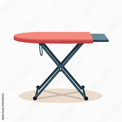 vibrant red ironing board with blue legs