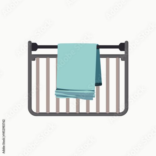 modern baby crib with blue blankets